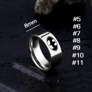 N654 Nhẫn inox batman bảng to 8mm
