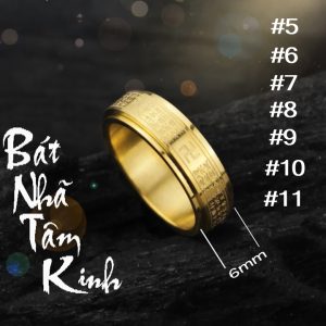 N659 Nhẫn Titan bát nhã tâm kinh bảng 6mm (Size 5-6-7-8-9-10-11)