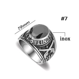 N662 Nhẫn nam titan quân đội mỹ đá màu đen (Size 7)