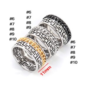N673 Nhẫn titan lồng xích họa tiết vạn lý trường thành