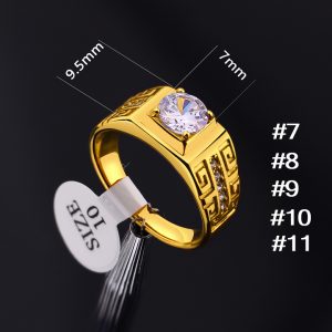 N676 Nhẫn nam titan mạ màu vàng viên đá chủ 7ly vạn lý trường thành