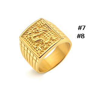 N677 Nhẫn nam titan con rồng mạ vàng (Size 7-8)