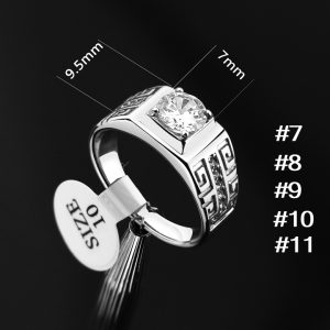 N690 Nhẫn nam titan màu thép viên đá chủ 7ly vạn lý trường thành