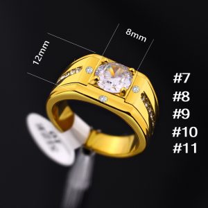 N693 Nhẫn nam titan mạ màu vàng hột chủ 8ly