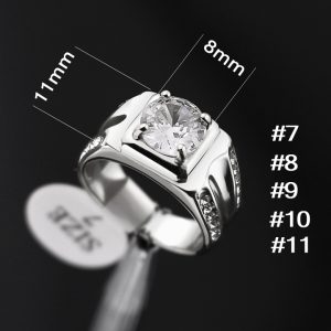 N696 Nhẫn nam titan màu trắng thép hột chủ 8ly