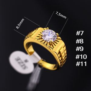TC327 Nhẫn titan nam mạ màu vàng phong cách rolex
