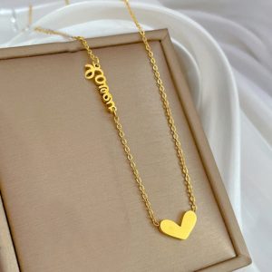 TN024 Dây chuyền titan trái tim cách điệu chữ love