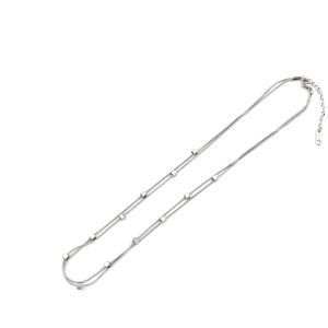 TN679 Dây chuyền 2 sợi mì titan kết hạt vuông cách điệu