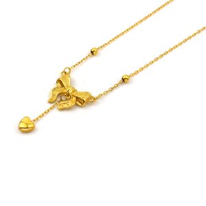 TN694 Dây chuyền nữ titan mặt hình chiếc nơ rớt cách điệu trái tim