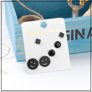 BT101 Set 3 đôi bông tai,hoa tai inox mặt cười sơn đe