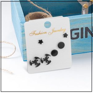 BT240  Set 3 đôi bông tai, hoa tai inox sơn đen