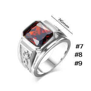 N536 Nhẫn nam Titan cham rồng đá đỏ (Size 7-8-9)