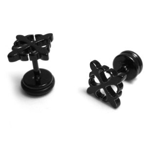 BT218 Bông tai tạ đen inox thời trang hàn quốc